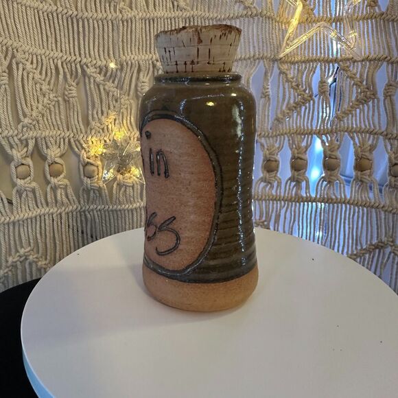 Vintage Pottery Crock with Cork Lid says "Pains in the Ass" made in USA 1980's - Picture 6 of 9